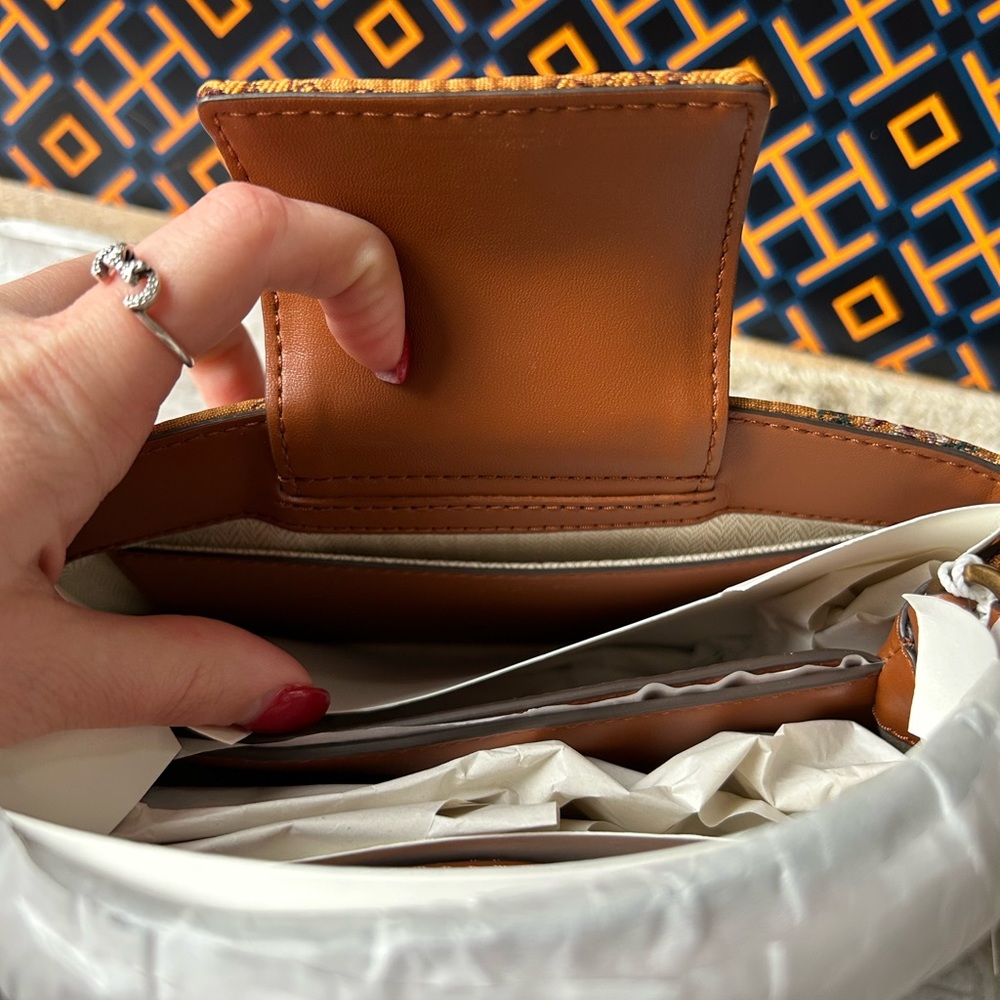 Tory Burch Britten Brocade Micro Satchel Crossbody Rust Sunset Bonfire Floral - Picture 10 of 17